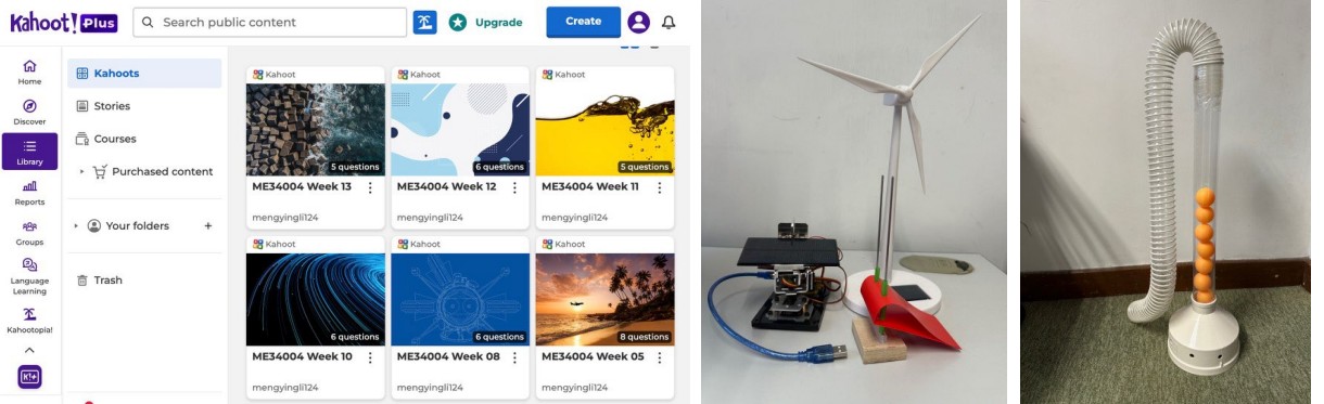 Interactive classroom quizzes and demonstrations help students connect engineering principles with physical phenomena.