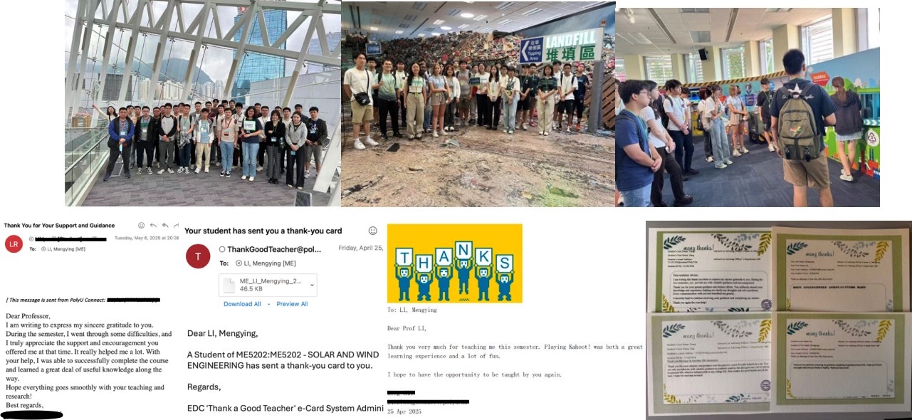 Field-based learning activities and messages of appreciation from students.